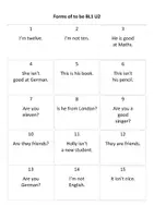 Vorschau - Arbeitsblätter - Phrase Cards Forms of to be BL1 U2 - Deckblatt