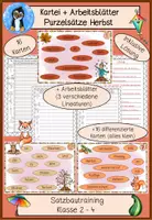 Vorschau - Arbeitsblätter - Kartei „Purzelsätze Herbst“ – Schüttelsätze für Satzbau & Rechtschreibung 🍁 #teilenwiesanktmartin - Deckblatt