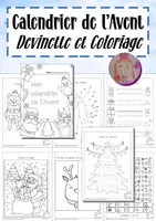 Aperçu - Feuilles d'exercices - Calendrier de l’Avent – Devinette et Coloriage - Page de couverture