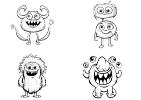 Vorschau - Mal- und Bastelvorlagen - Monster zum Anmalen 30 kleine Ausmalbilder Halloween - Seite 1