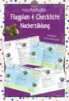 Vorschau - Arbeitsblätter - Nacherzählung Märchen - Flugplan und Checkliste farbig / sw - Deckblatt