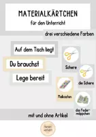 Vorschau - Mal- und Bastelvorlagen - "Lege bereit"- / Materialkärtchen für die Tafel - Deckblatt
