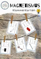 Vorschau - Aufgabenkarten - Magnetismus-magnetisch oder nicht magnetisch? Klammerkarten - Deckblatt