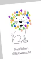 Vorschau - Mal- und Bastelvorlagen - Löwenklasse Geburtstag Karte Warme Dusche Glückwünsche - Seite 1