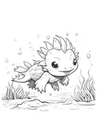 Vorschau - Mal- und Bastelvorlagen - Axolotl zum Anmalen Ausmalbilder Freebie - Seite 2