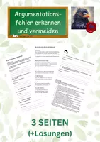 Vorschau - Arbeitsblätter - Argumentationsfehler Argumente formulieren - Deckblatt