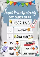 Vorschau - Präsentationen/Tafelbilder - Tagestransparenz Dot Dudes graue Version Stundenplan - Deckblatt