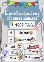 Vorschau - Präsentationen/Tafelbilder - Tagestransparenz Dot Dudes schwarze Version Stundenplan - Deckblatt