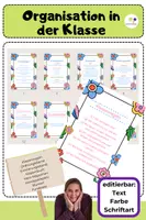 Vorschau - Poster - Organisation zum Schulbeginn | editierbar | Klassenregeln, Klassenbuch, Ordnungsdienst, Erinnerungsdienst + mehr - Deckblatt