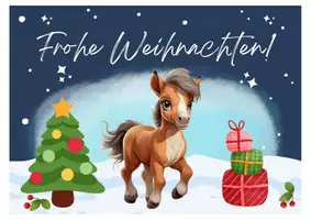 Vorschau - Mal- und Bastelvorlagen - Pferdeklasse Postkarte Weihnachten Klassentier Pferd - Seite 1