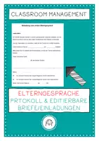 Vorschau - Arbeitsblätter - Elterngespräche. Einladungen editierbar - Deckblatt