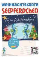 Vorschau - Mal- und Bastelvorlagen - Seepferdchenklasse Postkarte Weihnachten Klassentier Seepferdchen - Deckblatt