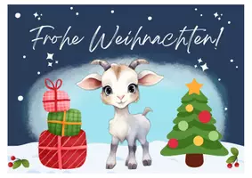 Vorschau - Mal- und Bastelvorlagen - Ziegenklasse Klassentier Ziege Weihnachten Postkarte - Seite 1