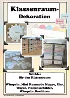 Vorschau - Poster - Klassenraum Dekoration pastell Ikea Bordüren Schilder Namensschilder Ausleihstation Uhr Wimpel - Deckblatt