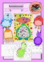 Vorschau - Mal- und Bastelvorlagen - Buchstabenmonster im Kunstunterricht; Grundschule Kunst; Collage - Deckblatt