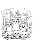 Vorschau - Mal- und Bastelvorlagen - Gespensterfamilien zum Anmalen 13 Ausmalbilder Halloween - Seite 3