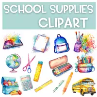 Aperçu - Cliparts/Visuels - Rentrée | Clipart Fournitures Scolaires - Page de couverture