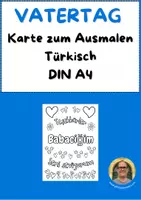 Vorschau - Mal- und Bastelvorlagen - Vatertag Ausmalkarte Türkisch - DIN A4 - Deckblatt