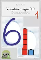 Vorschau - Bildkarten - Visualisierungen Zahlen 0-9 (Steckwürfel & Ziffern) passend zum Bilderbuch „Die kleine Eins“ - Deckblatt