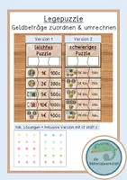 Vorschau - Stationenlernen - Puzzle - Gelbeträge zuordnen & umrechnen - Deckblatt