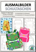 Vorschau - Mal- und Bastelvorlagen - Malvorlagen / Ausmalbilder Schultaschen / Büchertaschen - 40 verschiedene Motive - Seite 1
