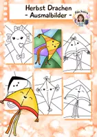 Vorschau - Mal- und Bastelvorlagen - Herbstdrachen, Kunst Grundschule - Deckblatt