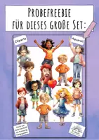 Vorschau - Mal- und Bastelvorlagen - Cliparts in Aquarell: Kinder und Emotionen - Probefreebie - Seite 2