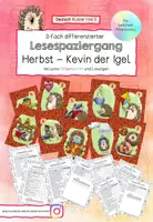 Vorschau - Arbeitsblätter - Lesespaziergang Herbst - Kevin der Igel (3fach differenziert) - Deckblatt