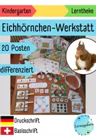Vorschau - Stationenlernen - Eichhörnchen - Werkstatt für den Kindergarten (Lerntheke, Stationen) - Deckblatt
