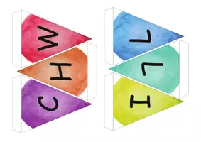 Vorschau - Mal- und Bastelvorlagen - Materialpaket Wimpelkette Freiarbeit, Lernbüro, Leseecke, Klasse, Herzlich Willkommen - Seite 2