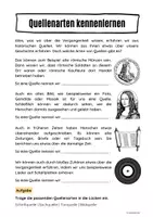Vorschau - Arbeitsblätter - Quellenarten kennenlernen und bestimmen - Seite 1