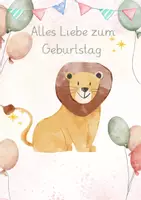 Vorschau - Anderer Materialtyp - Geburtstagskarten | Löwe | Löwenklasse aquarell - Seite 1