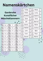 Vorschau - Anderer Materialtyp - Namenskärtchen für Garderobe, Kunstfächer, Wäscheklammern - Deckblatt