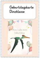 Vorschau - Anderer Materialtyp - Geburtstagskarte Aquarell Dino - für die Dinosaurierklasse - Deckblatt