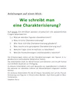 Vorschau - Arbeitsblätter - Wie schreibt man eine Charakterisierung? - Deckblatt