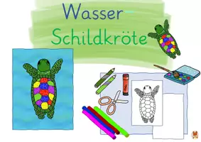 Vorschau - Mal- und Bastelvorlagen - Wasserschildkröte - Sommer - Kunst 1, 2 #tiereausdemmeer - Seite 1