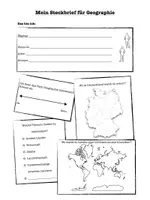 Vorschau - Arbeitsblätter - Steckbrief für das Fach Erdkunde - Geographie - Geografie - Deckblatt