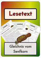 Vorschau - Arbeitsblätter - Leseverständnis (Leseverstehen) - Gleichnis vom Senfkorn + Lösungen (mit didaktischer Resverve) - Deckblatt