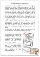 Vorschau - Stundenentwürfe - Konzentrationstraining (Klasse 1 und 2) - Seite 1