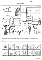 Vorschau - Arbeitsblätter - Kostenlos. Lesen-Schneiden-Kleben Schule. Lernwörter, Lesetraining, Leseanfänger, 1.Klasse - Seite 1
