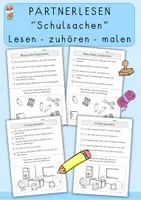 Vorschau - Arbeitsblätter - Partnerlesen Schulsachen - Deckblatt
