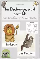 Vorschau - Arbeitsblätter - Im Dschungel wird gewählt - Bildkarten der Kandidat:innen & Wahlzettel - Deckblatt