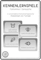 Vorschau - Aufgabenkarten - Kennenlernspiele für Klasse und Turnhalle: Pantomime / Geräusche - Deckblatt