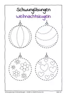 Vorschau - Arbeitsblätter - Schwungübungen Weihnachten: Weihnachtskugeln - Seite 1