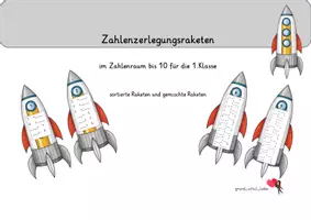 Vorschau - Arbeitsblätter - Zahlenzerlegungsraketen - Deckblatt