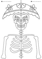 Vorschau - Mal- und Bastelvorlagen - ART - Positive-Negative-Artwork - Skeleton La Catrina and Diego - Day of the Death - Dia de los Muertos - Halloween - Seite 3