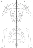 Vorschau - Mal- und Bastelvorlagen - ART - Positive-Negative-Artwork - Skeleton La Catrina - Frida - Day of the Death - Dia de los Muertos - Halloween - Seite 3