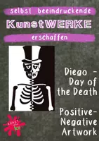 Vorschau - Mal- und Bastelvorlagen - ART - Positive-Negative-Artwork - Skeleton Diego - Day of the Death - Dia de los Muertos - Halloween - Deckblatt