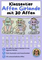 Vorschau - Mal- und Bastelvorlagen - Klassentier Girlande "Affen" für die Affenklasse, zum Ausmalen - Deckblatt