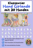 Vorschau - Mal- und Bastelvorlagen - Klassentier Girlande "Hunde" für die Hundeklasse, zum Ausmalen - Deckblatt